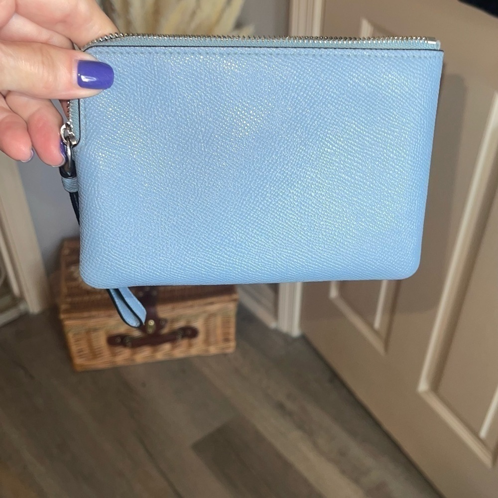 COACH Beautiful Baby Blue Wristlet Silver hardware and Logo - Picture 2 of 10